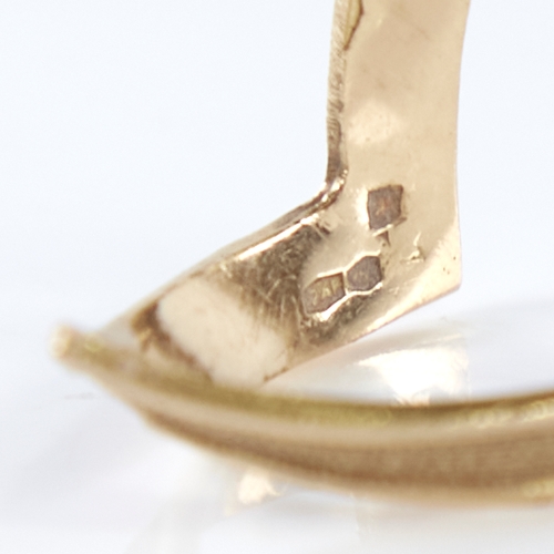 1288 - A modern Continental 18ct gold double-wishbone ring, ring length 18.3mm, size L, 3.1g