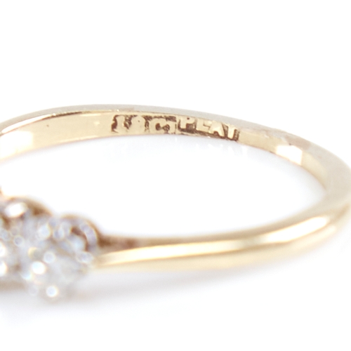 1296 - An early 20th century 18ct gold 3-stone diamond ring, set with round brilliant and old-cut diamonds,... 