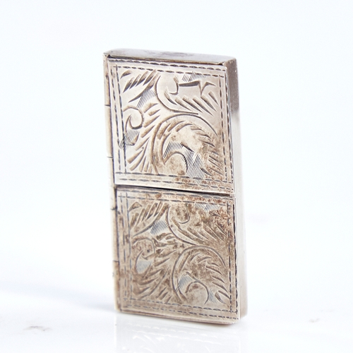 1297 - An Elizabeth II silver double compartment pillbox, engraved foliate decoration, by Ari D Norman, hal... 