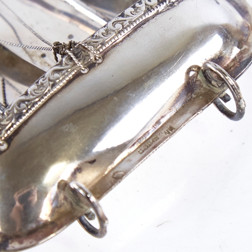 1299 - A modern Continental sterling silver miniature model ship, length 12.5cm, height 11cm