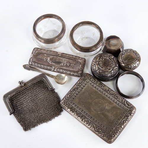 1309 - Various silver and unmarked white metal, including Norwegian silver Viking design salt cellar, silve... 