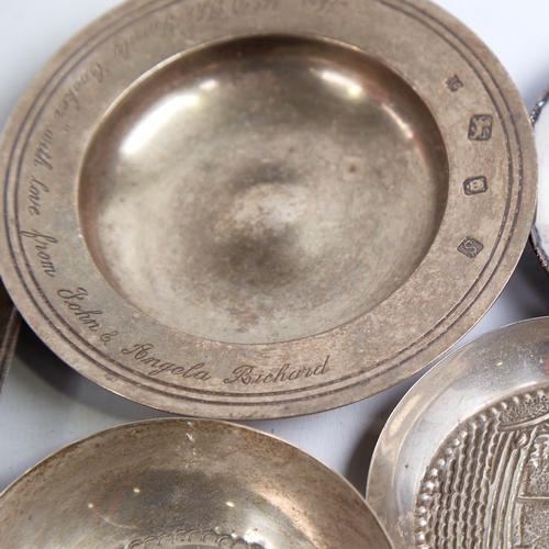 1320 - A silver Armada dish and 4 Continental silver dishes, including Peruvian and Swedish, largest diamet... 