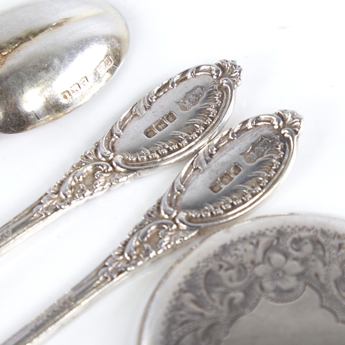 1324 - Various silver, including a miniature engraved silver hand mirror by Adie & Lovekin Ltd, hallmarks C... 