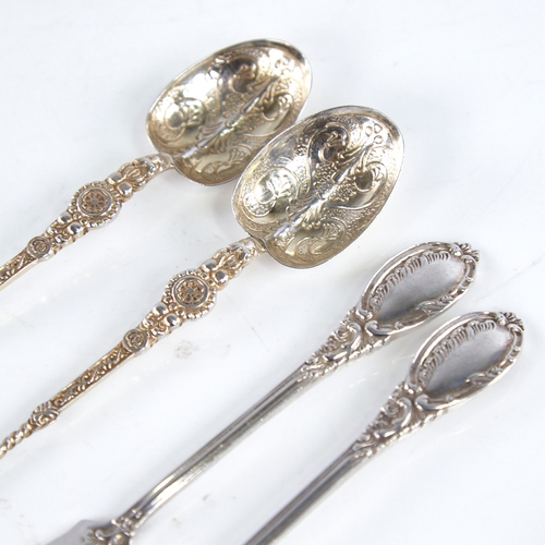 1324 - Various silver, including a miniature engraved silver hand mirror by Adie & Lovekin Ltd, hallmarks C... 