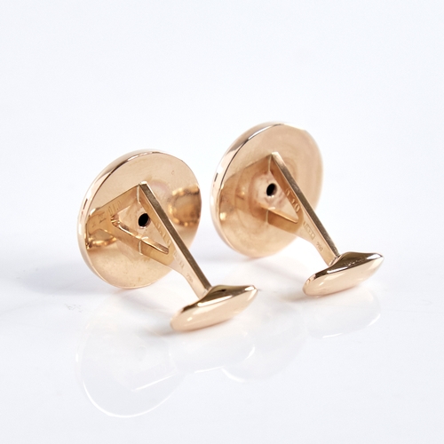 1330 - A modern pair of 18ct rose gold diamond bombe panel cufflinks, total diamond content approx 0.2ct, p... 