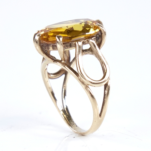 1346 - A late 20th century 9ct gold yellow sapphire? dress ring, sapphire dimensions: length 15.85mm, width... 