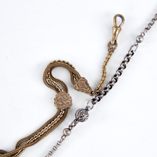 1352 - 2 19th century Albertina watch chain bracelets, including sterling silver and gold plated examples, ... 