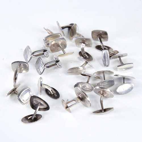 1353 - 10 pairs of Danish silver cufflinks, makers include Herman Siersbol and Hugo Grun, 89g total (10 pai... 