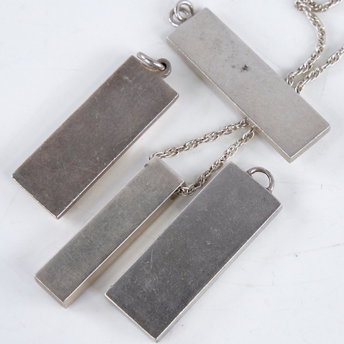 1354 - 4 Elizabeth II Silver Jubilee ingot pendants, various makers, hallmarks 1977, largest height excludi... 