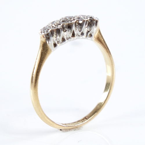 1366 - An early 20th century 18ct gold graduated 5-stone diamond ring, set with round brilliant-cut diamond... 