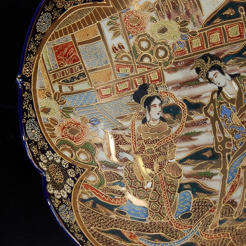 346 - A Japanese Satsuma porcelain bowl with hand painted gilded decoration, diameter 24cm, height 10cm