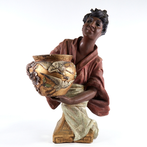 349 - A pottery figure of Uriela, stamped made in Cologne, serial no. 1258, height 50cm