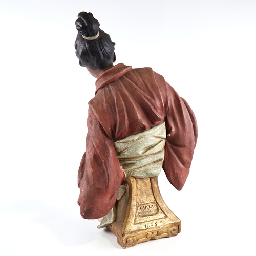 349 - A pottery figure of Uriela, stamped made in Cologne, serial no. 1258, height 50cm