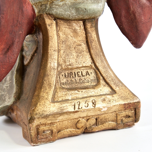 349 - A pottery figure of Uriela, stamped made in Cologne, serial no. 1258, height 50cm