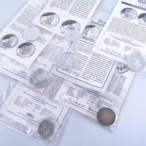 265 - 7 commemorative silver medallions, 900/100 with Certificates