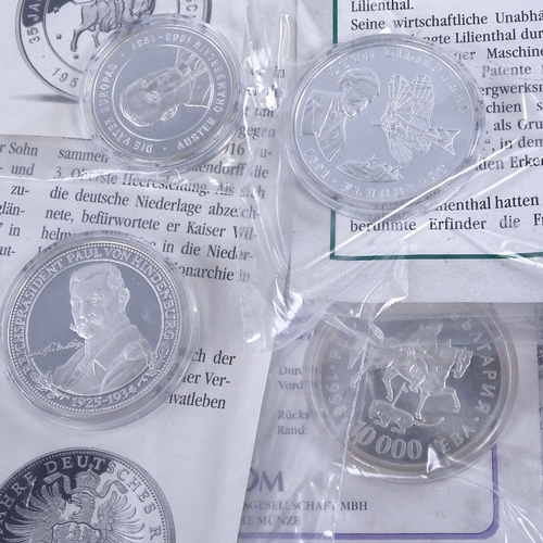 265 - 7 commemorative silver medallions, 900/100 with Certificates