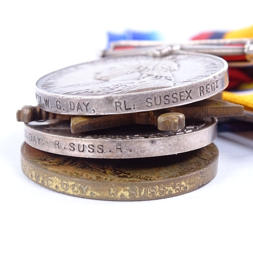 270 - A group of 3 First World War medals plus Queen's South Africa medal with 5 bars, awarded to William ... 