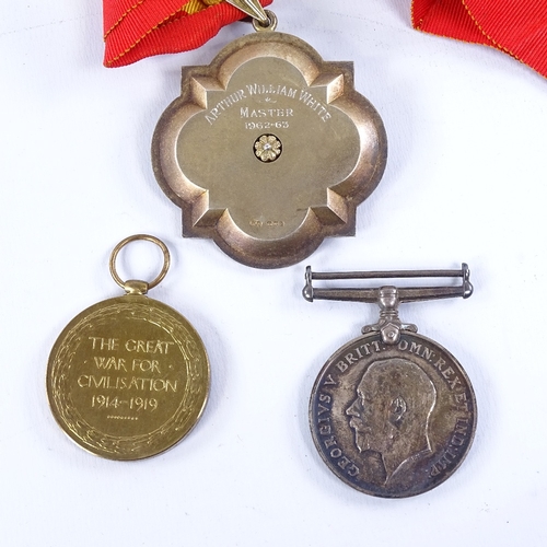 273 - A pair of First World War medals and Masonic Master's jewel, to A Sjt A W White ACC