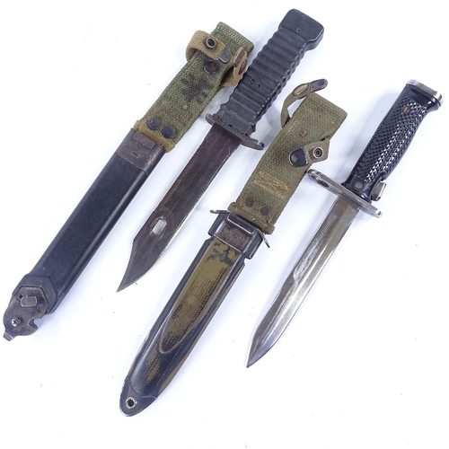 289 - An American M8 bayonet knife with metal scabbard, and 1 other knife and scabbard (2)