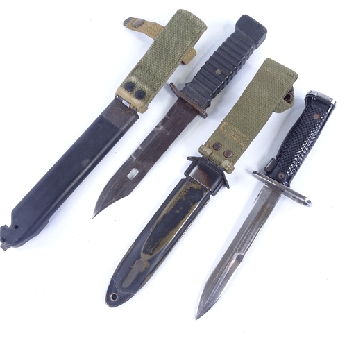 289 - An American M8 bayonet knife with metal scabbard, and 1 other knife and scabbard (2)