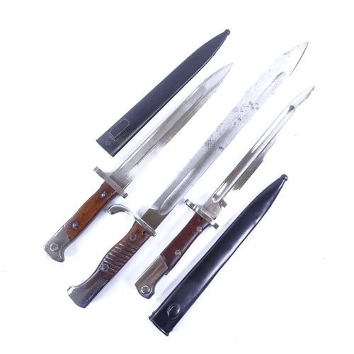 292 - 3 various knife bayonets, 2 with metal scabbard (3)