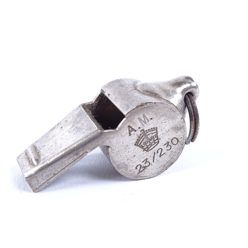 296 - An Air Ministry Second World War Fighter Pilot's nickel plate whistle