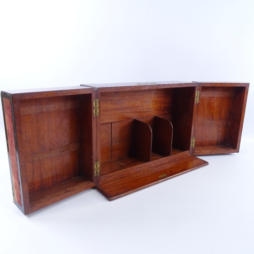 224 - A 19th century mahogany apothecary box, with brass carrying handle and 2 hinged doors, lacking inter... 