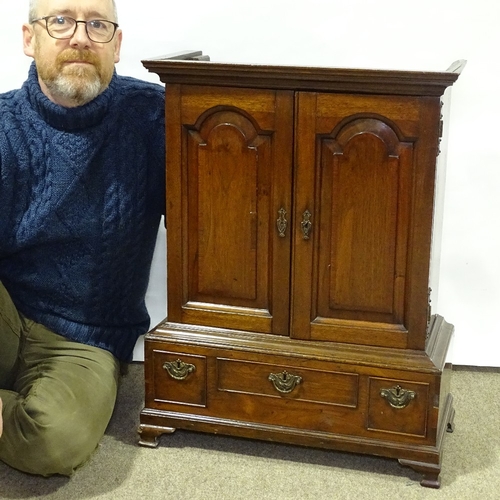 310 - A Georgian mahogany collector's cabinet of small size, with 2 fielded arch panelled doors enclosing ... 