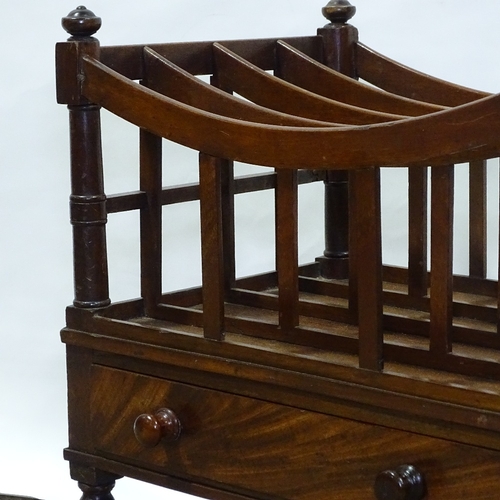 396 - A 19th century mahogany Canterbury with drawer below, width 48cm