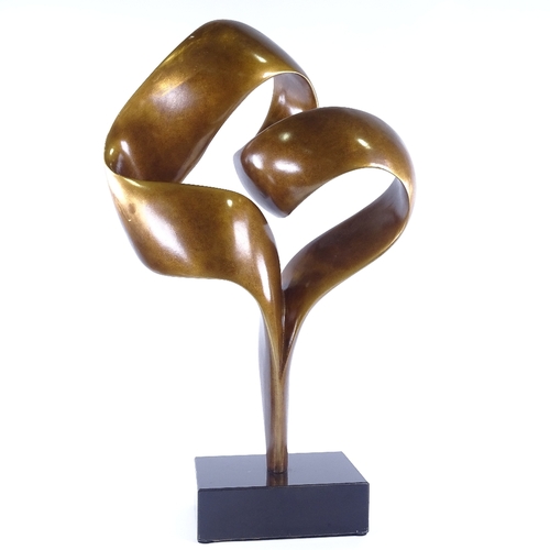 2012 - 20th CENTURY BRITISH SCHOOL, abstract sculpture, bronzed plaster on marble base, height 64cm.