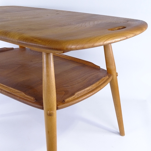 2017 - ERCOL coffee table,  butlers tray style top and shelf under, height 44.5cm, length 74cm.