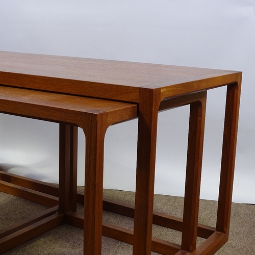 2018 - AKSEL KJERSGAARD FOR ODDER, DENMARK, 1960s' nest of 3 coffee teak tables, H48cm x D48cm x L96cm.