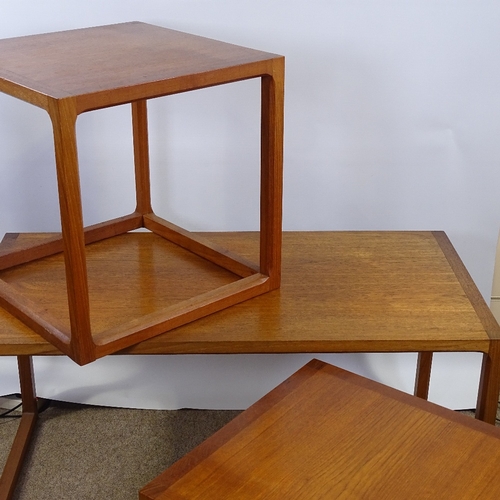 2018 - AKSEL KJERSGAARD FOR ODDER, DENMARK, 1960s' nest of 3 coffee teak tables, H48cm x D48cm x L96cm.