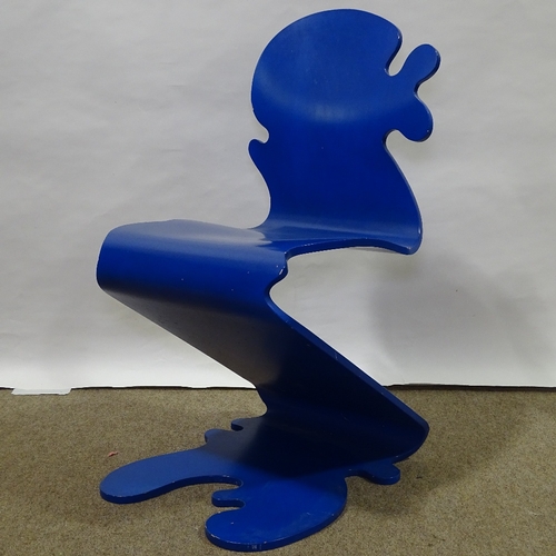 2125 - VERNER PANTON (1926-98), FOR STUDIO HAG, DENMARK, Pantonic chair 5010 in blue painted plywood, in ca... 