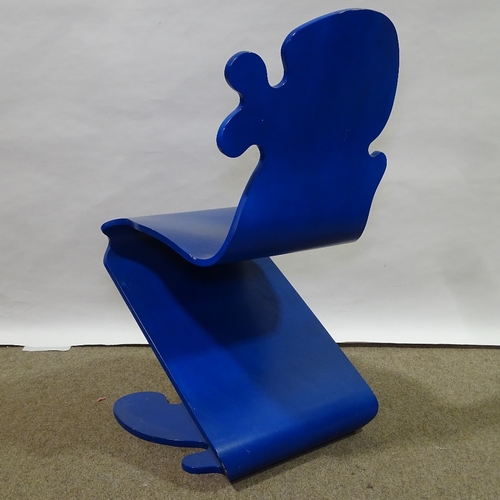 2125 - VERNER PANTON (1926-98), FOR STUDIO HAG, DENMARK, Pantonic chair 5010 in blue painted plywood, in ca... 