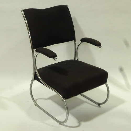 2154 - A BAUHAUS style armchair, an unusual modernist lounge chair design in tubular steel, 1930s-50s', hei... 