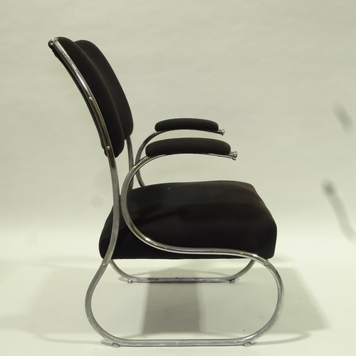 2154 - A BAUHAUS style armchair, an unusual modernist lounge chair design in tubular steel, 1930s-50s', hei... 