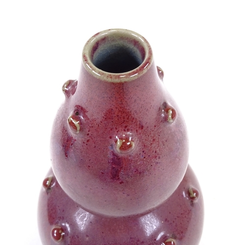 190 - A Chinese red glaze porcelain double-gourd vase, incised marks under base, height 24cm