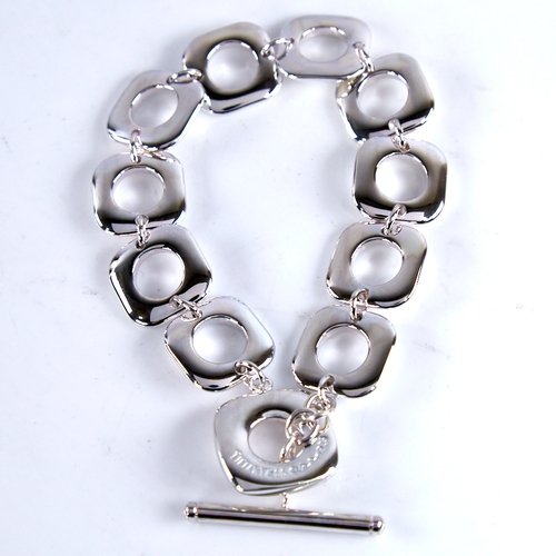 1664 - PALOMA PICASSO for TIFFANY & CO - a modern sterling silver cushion link bracelet, bracelet length 20... 