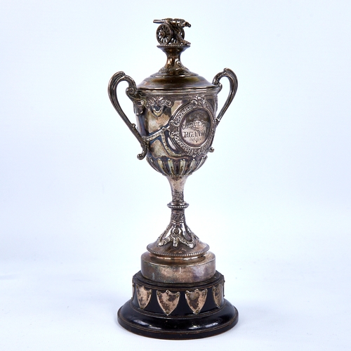 1675 - An Edwardian silver Royal Garrison Artillery 1st Cinque Ports Regiment presentation trophy and cover... 