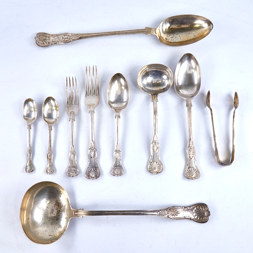 1683 - An Edwardian Mappin & Webb solid silver King's pattern canteen of cutlery for 12 people, comprising ... 