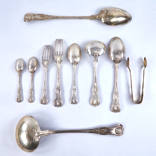 1683 - An Edwardian Mappin & Webb solid silver King's pattern canteen of cutlery for 12 people, comprising ... 