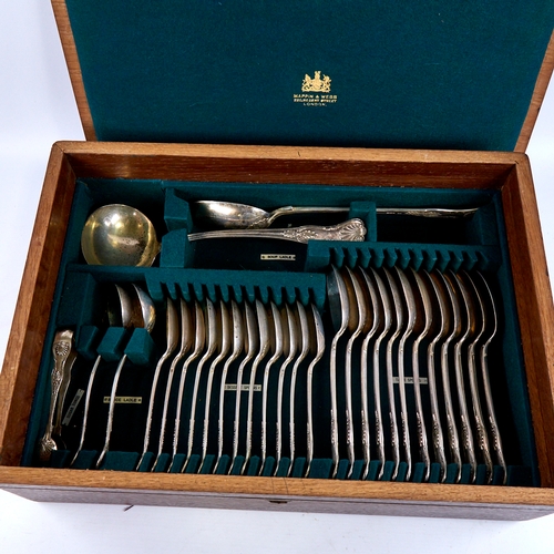 1683 - An Edwardian Mappin & Webb solid silver King's pattern canteen of cutlery for 12 people, comprising ... 