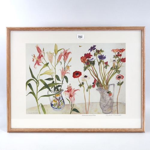 2502 - Elizabeth Blackadder, colour print, anemones and lilies, 1995, signed in pencil, image 15