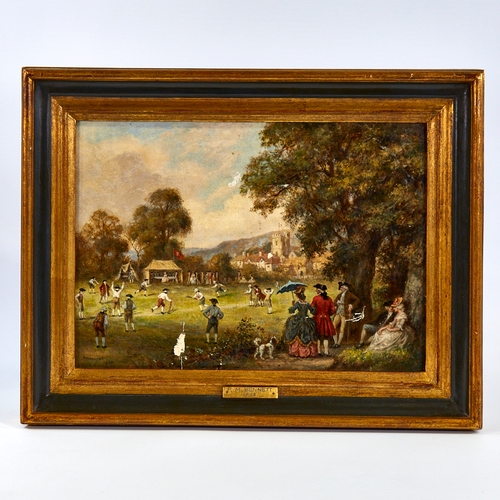 2505 - Frank Moss Bennett (1874 - 1953), oil on board, Cricket In 1790, signed and dated 1948, 9.5