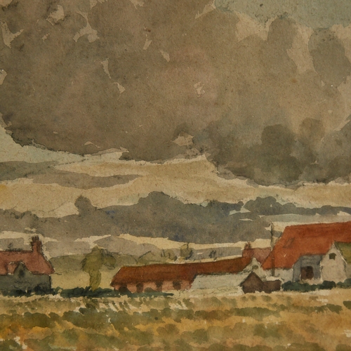 2506 - Mid-20th century watercolour, extensive farm landscape, unsigned, 14