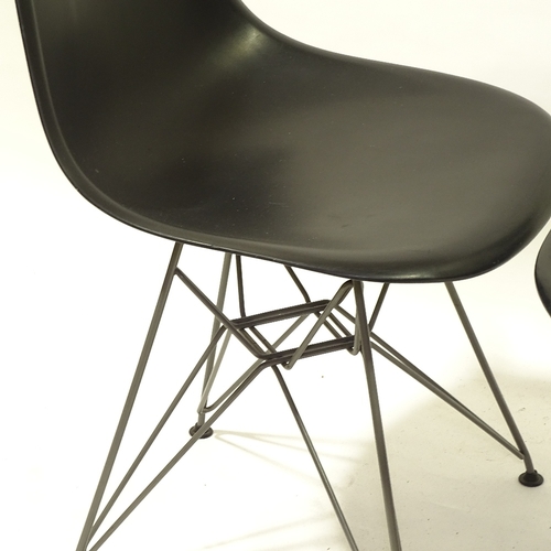 2094 - CHARLES EAMES, VITRA, a pair of black coloured DSR side chairs, with plastic shell seat on powder co... 