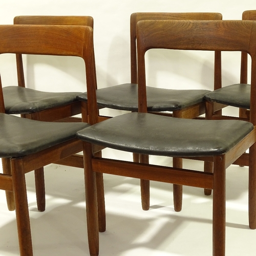 2134 - Mid-century NIELS MOLLER style dining chairs, set of 5 1960s'/70s' teak chairs with original black v... 