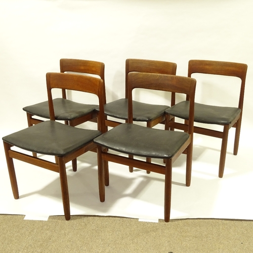 2134 - Mid-century NIELS MOLLER style dining chairs, set of 5 1960s'/70s' teak chairs with original black v... 