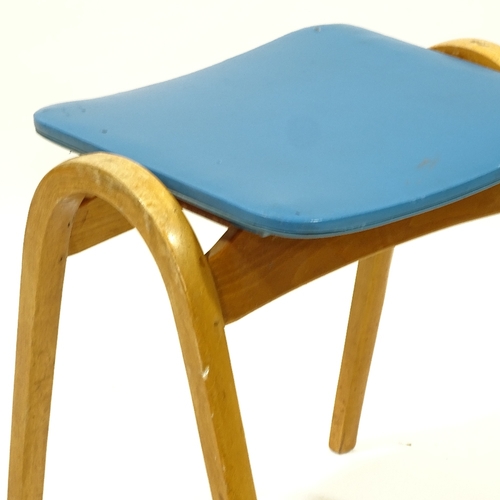 2153 - ISAMU KENMOCHI (1912-71) FOR AKITA MOKKO, JAPAN, 1950s' bentwood stool No202 with vinyl seat and ori... 